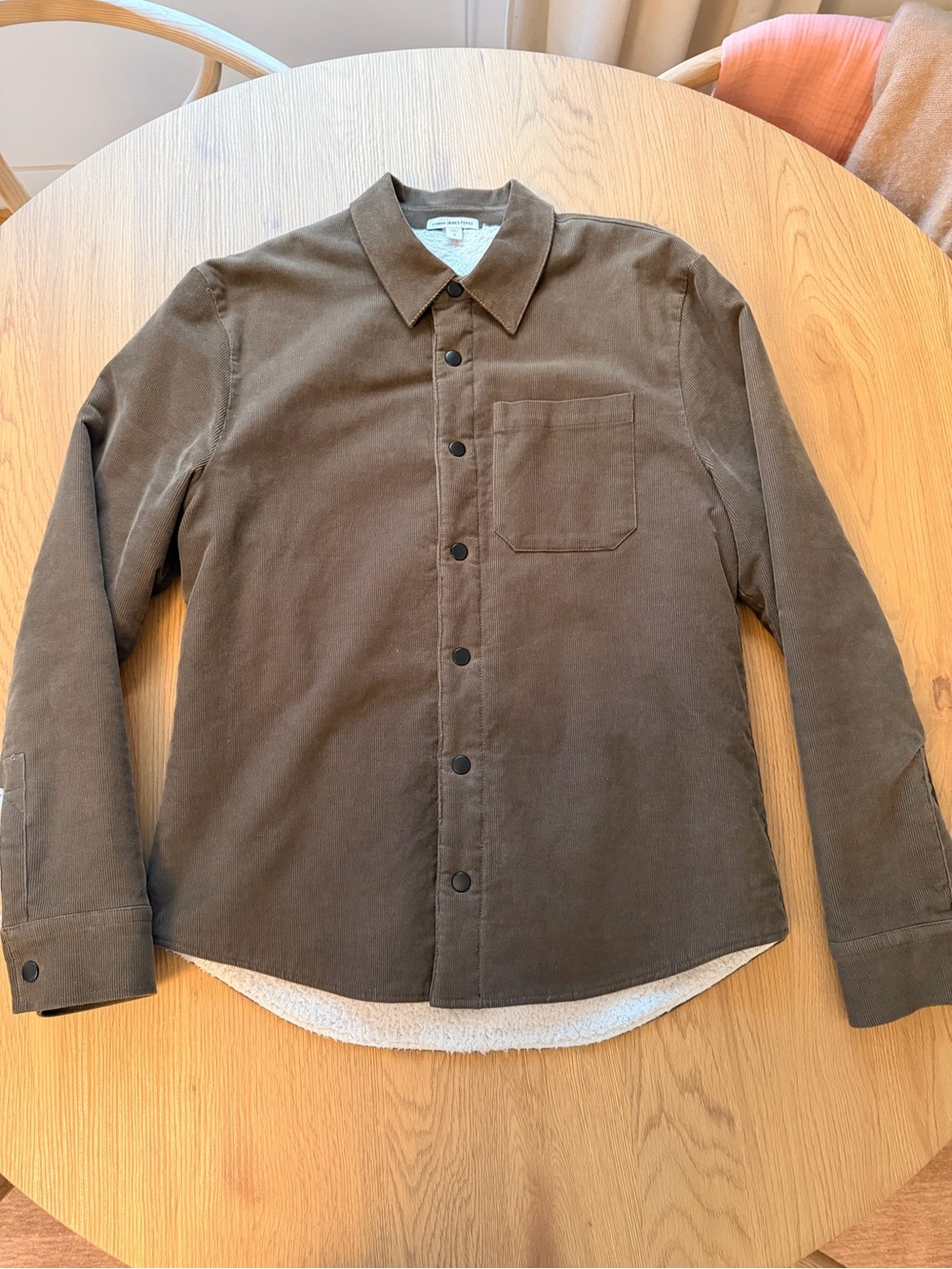 James Perse Brown Fleece Lined Corduroy Button-Down Overshirt